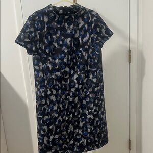 Theory Blue and Black Abstract Mini Dress